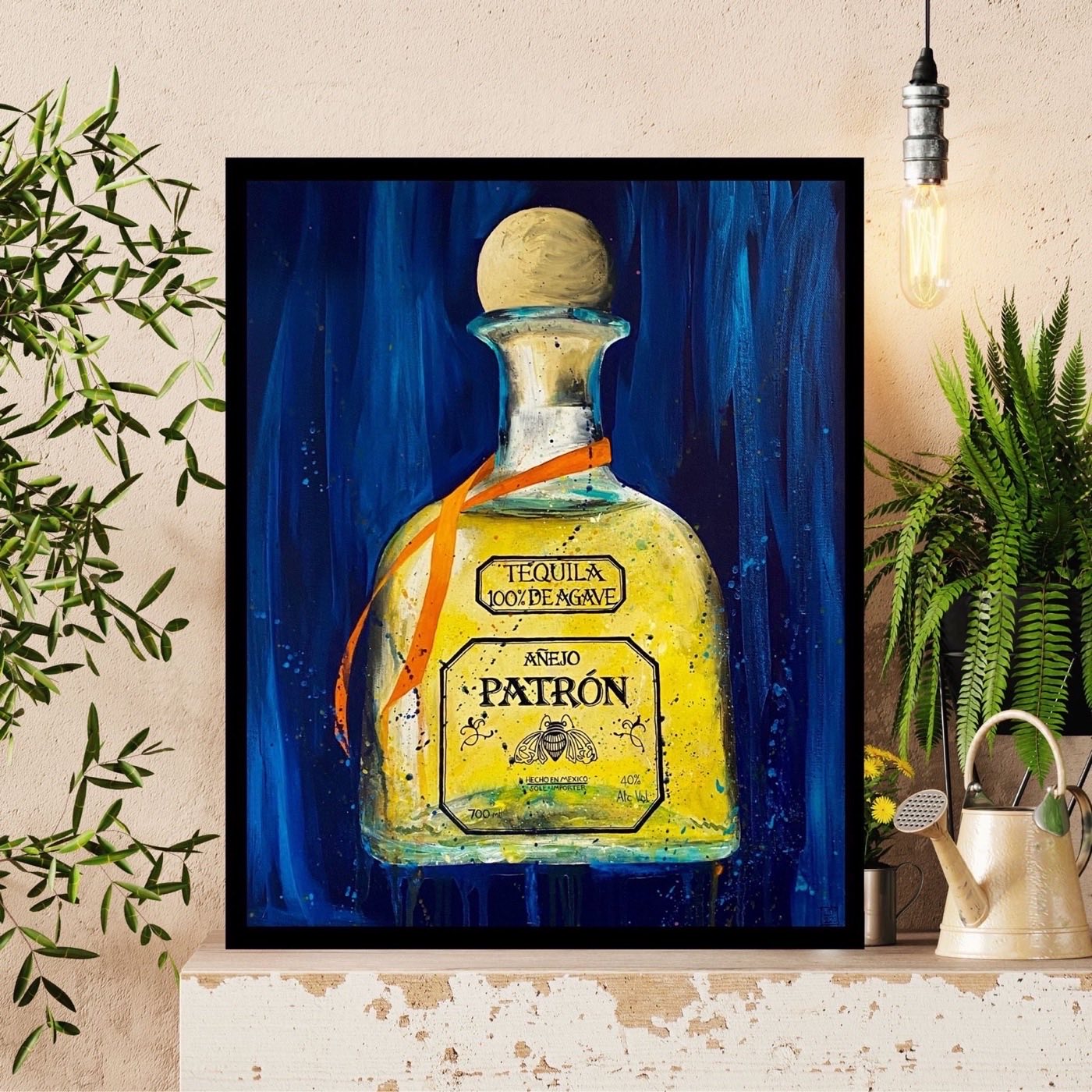 Tequila bottle painting — bold, expressive
